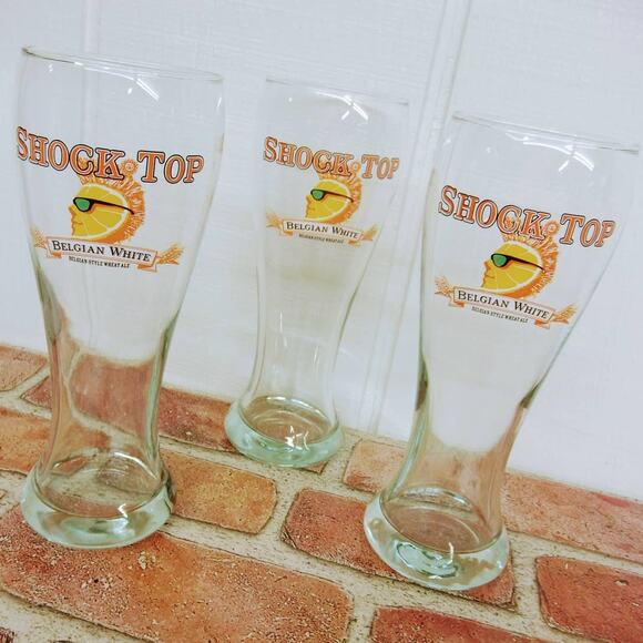 Shocktop Tall Pilsner Beer Glasses Curvy Set of 3 16oz Bar Belgian White Beer - Picture 6 of 7